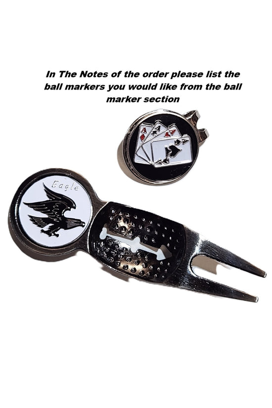 PITCH REPAIR TOOL-COMBO ( In the order notes list the 2 Ball Markers you would like- see the ball marker page)