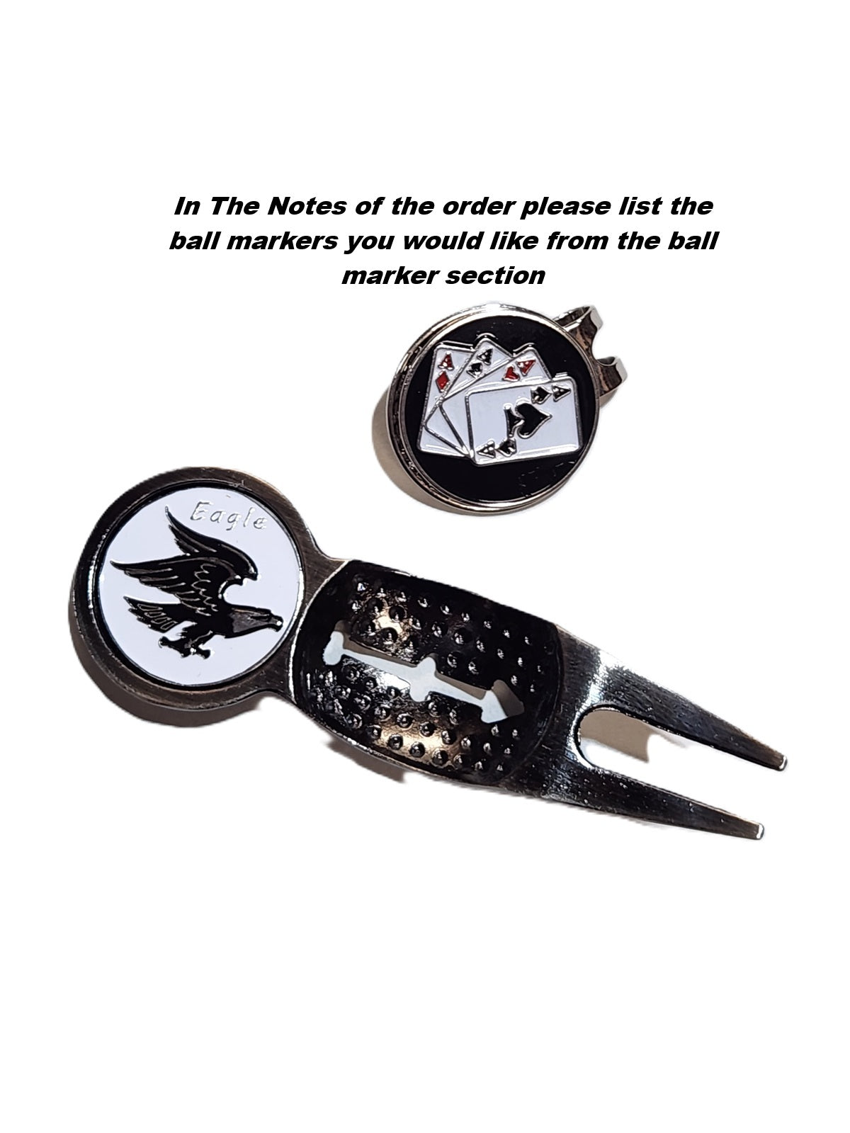 PITCH REPAIR TOOL-COMBO ( In the order notes list the 2 Ball Markers you would like- see the ball marker page)