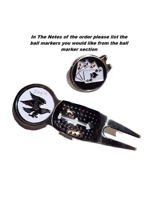 PITCH REPAIR TOOL-COMBO ( In the order notes list the 2 Ball Markers you would like- see the ball marker page)
