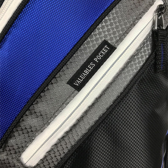 SNAKE EYES - CART GOLF BAG - Black/Grey/Royal blue/white zips