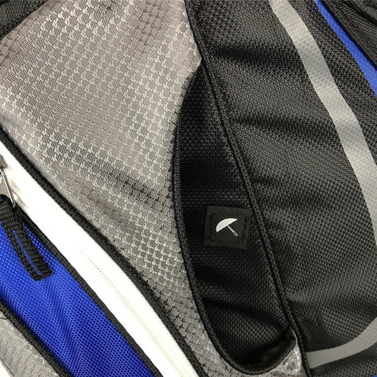 SNAKE EYES - CART GOLF BAG - Black/Grey/Royal blue/white zips