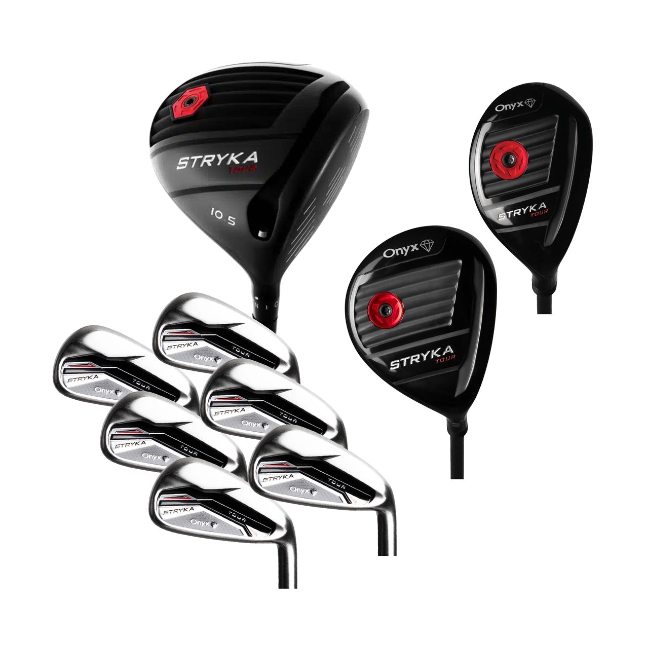 ONYX - STRYKA 9 PCE RH - 10.5 DEGREE ADAPTIVE DRIVER SET - GRAPHITE IRONS: